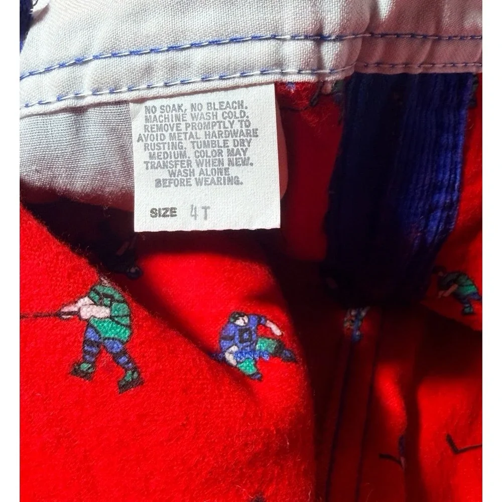 Vintage Osh Kosh B'gosh corduroy blue overalls. Size 4T. Hockey inspired lining